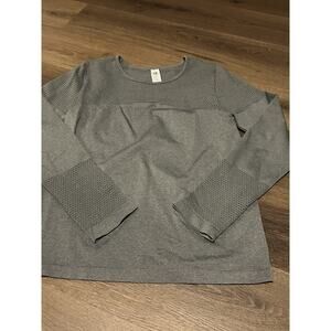 Fabletics Musetta Gray Fitted Seamless Long Sleeve Top Size XL